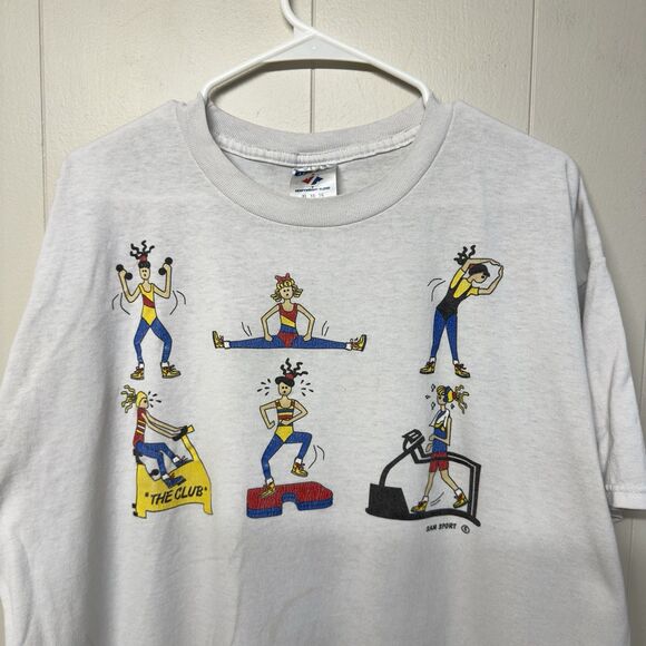 Vtg Health Club Aerobics Exercise Yoga Gym Sam Sport Jerzees Tag Adult XL GUC - Picture 2 of 10